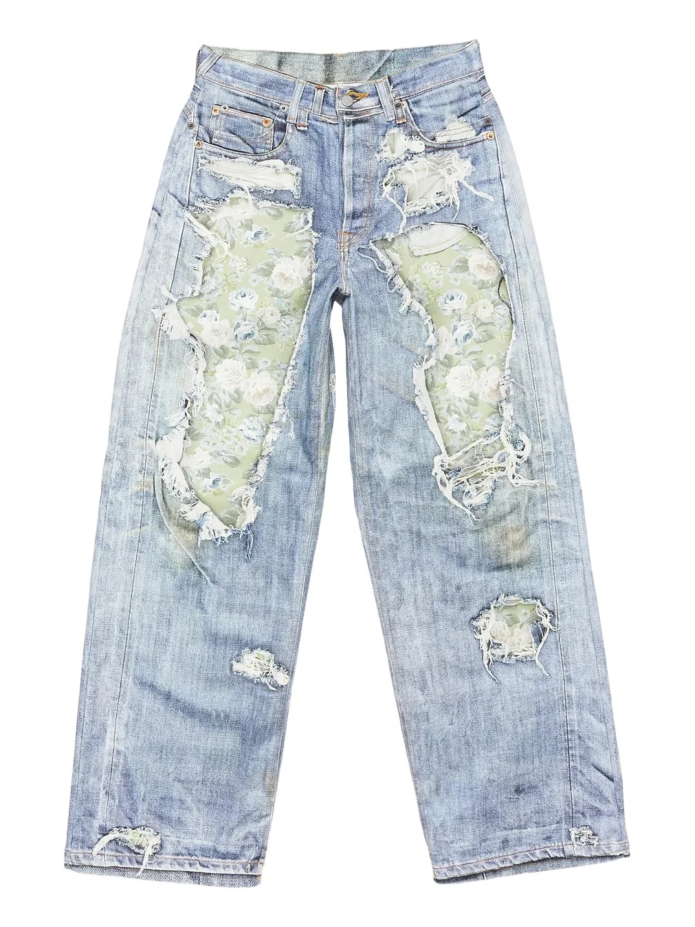 Men's 1981 Rose-Print Distressed Jeans