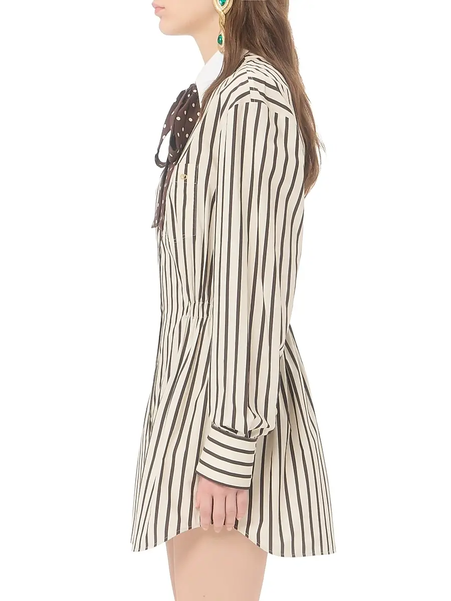 Valentino Women's Midi Dress in Printed Striped Poplin | Thumbnail 4 Valentino Women's Midi Dress in Printed Striped Poplin | Thumbnail 4