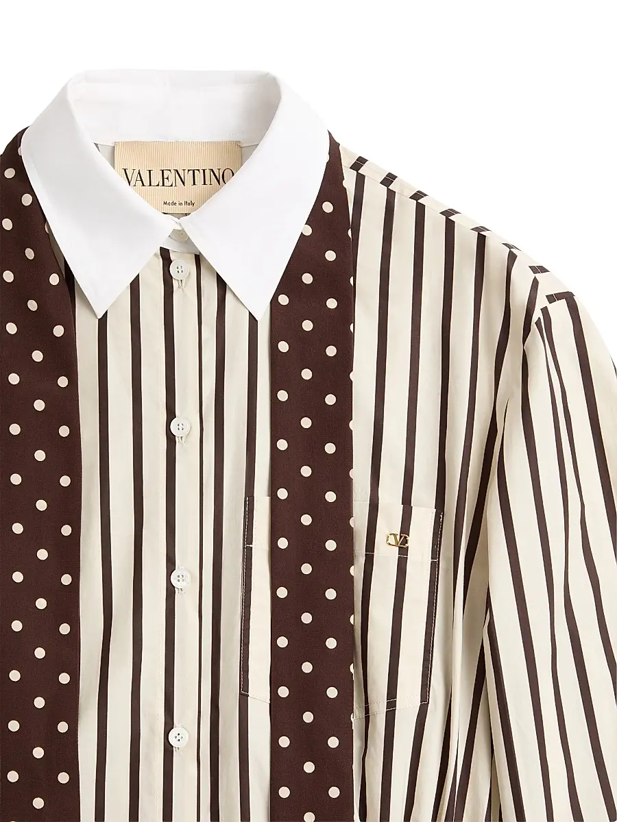 Valentino Women's Midi Dress in Printed Striped Poplin | Thumbnail 7 Valentino Women's Midi Dress in Printed Striped Poplin | Thumbnail 7