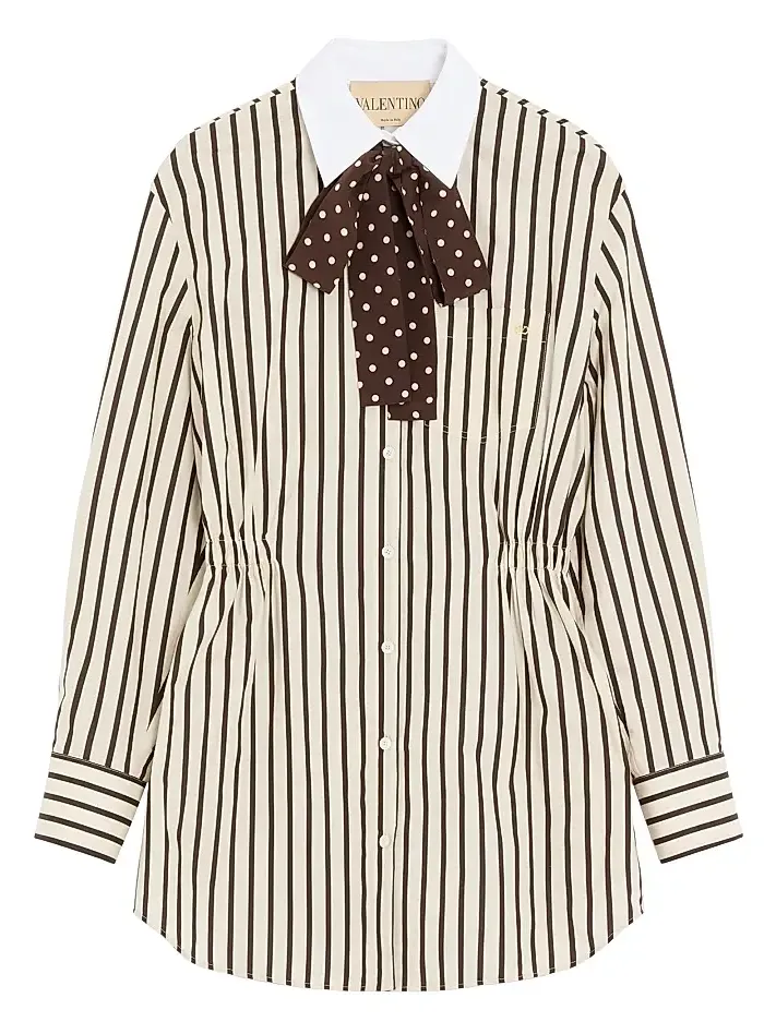 Women's Midi Dress in Printed Striped Poplin