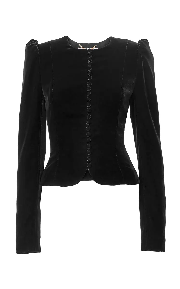 Carolina Herrera Puff-Sleeve Velvet Jacket
