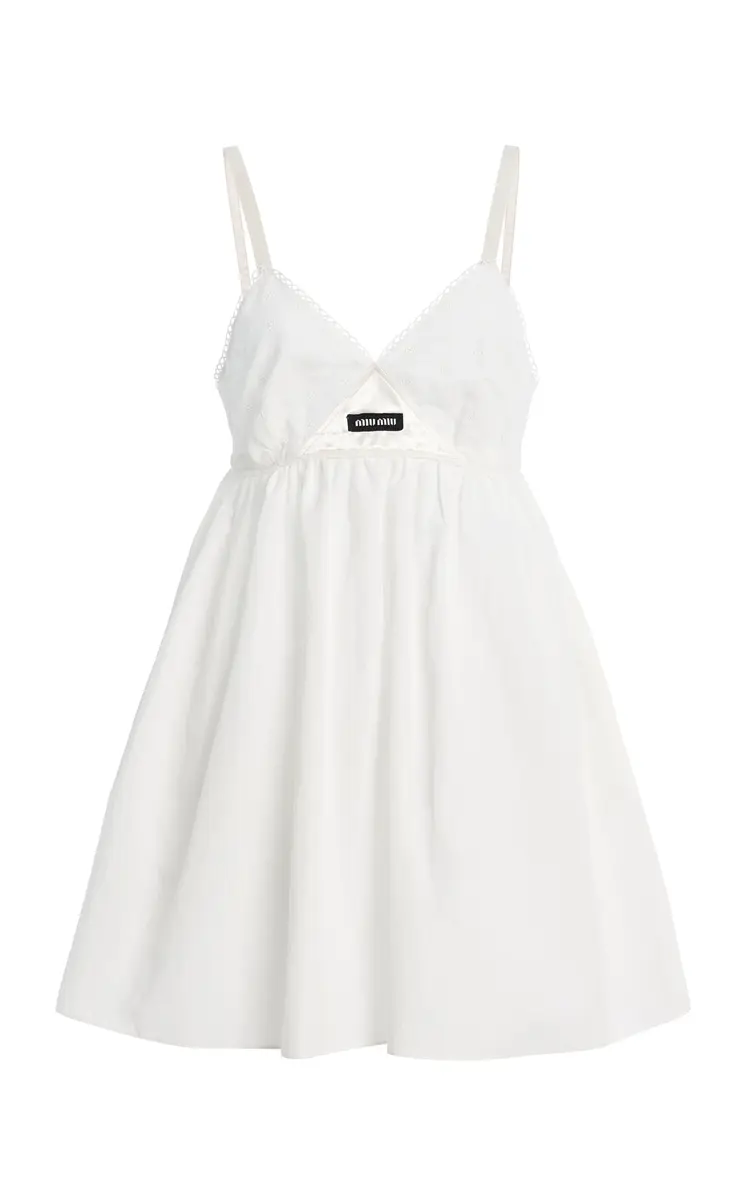 Miu Miu Pop Cotton-Blend Mini Dress | Image 1 Miu Miu Pop Cotton-Blend Mini Dress | Image 1