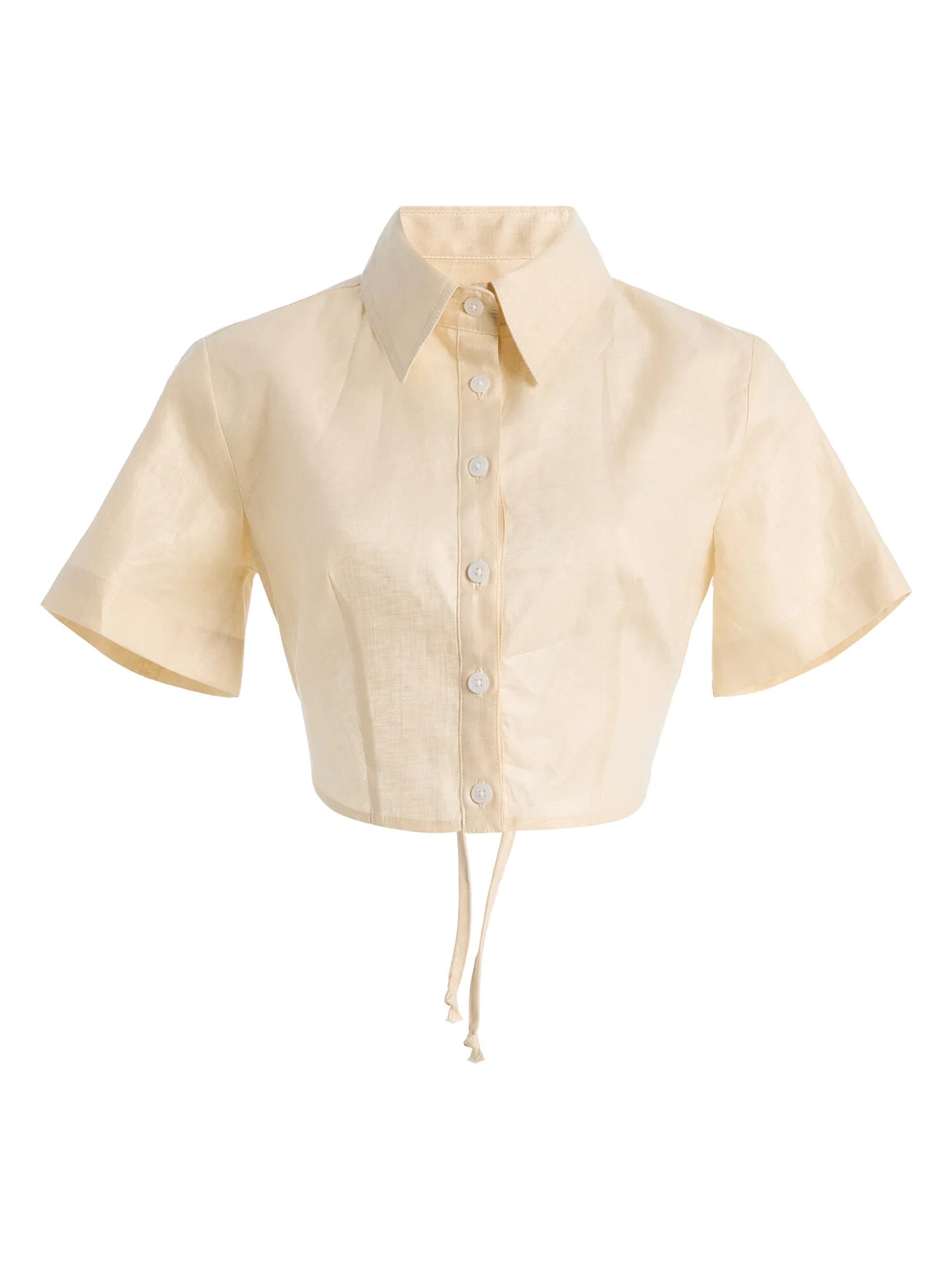 Matthew Bruch Cropped Linen Tie-Back Shirt