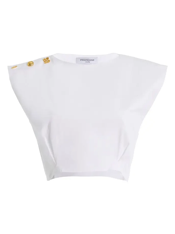 FRANÇOISE Tallulah Embellished Cotton Top