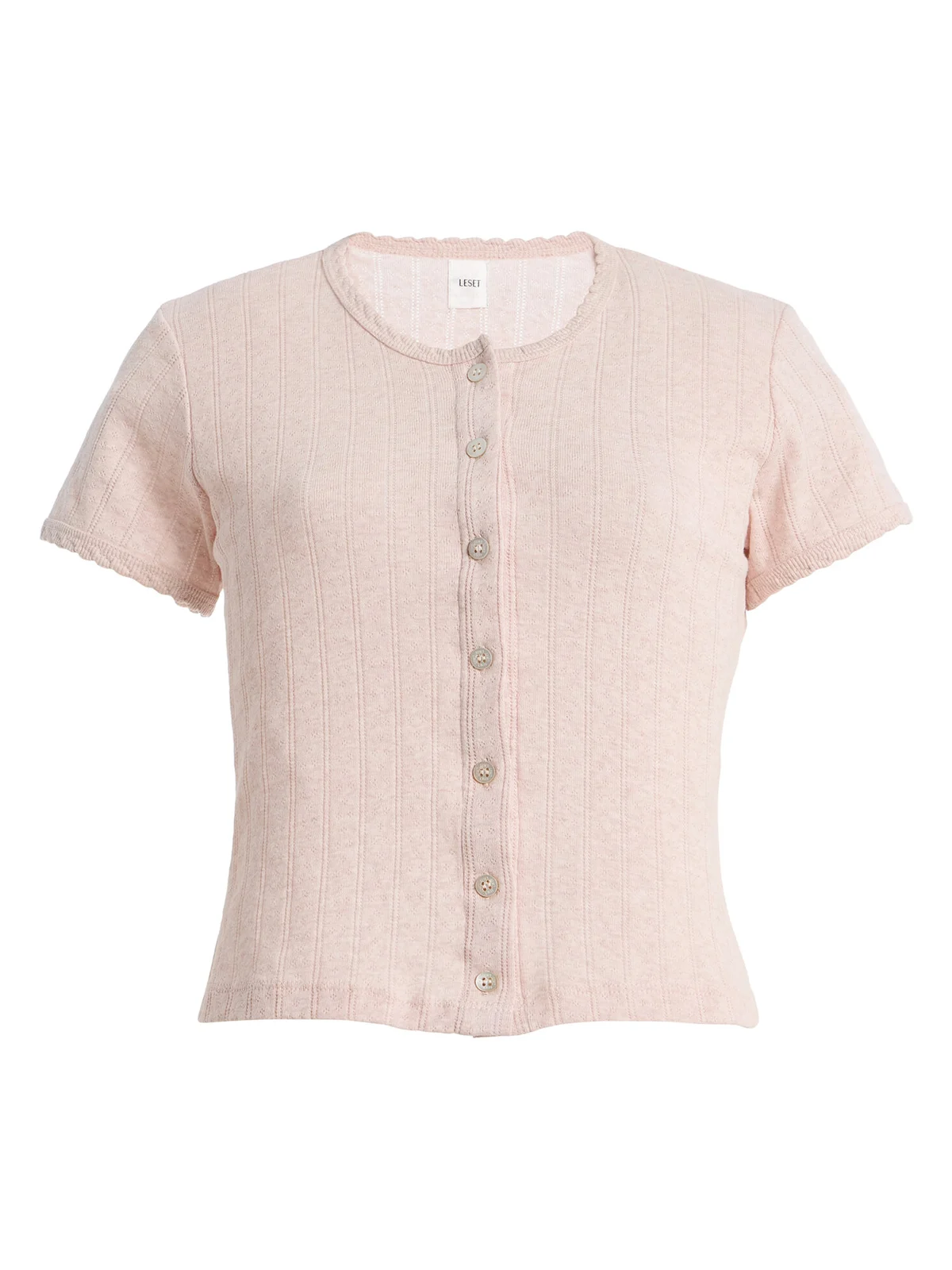 Pointelle-Knit Cotton Short-Sleeve Cardigan Pointelle-Knit Cotton Short-Sleeve Cardigan