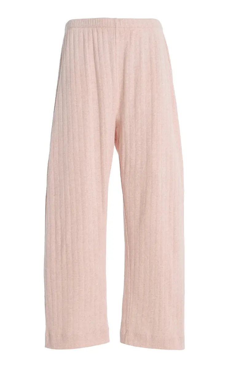 LESET Pointelle-Knit Cotton Crop Wide-Leg Pants | Image 1 LESET Pointelle-Knit Cotton Crop Wide-Leg Pants | Image 1