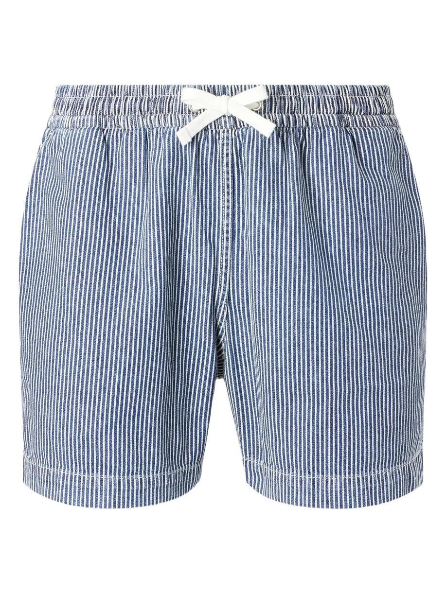 Straight-Leg Striped Cotton Drawstring Shorts - Men Straight-Leg Striped Cotton Drawstring Shorts - Men