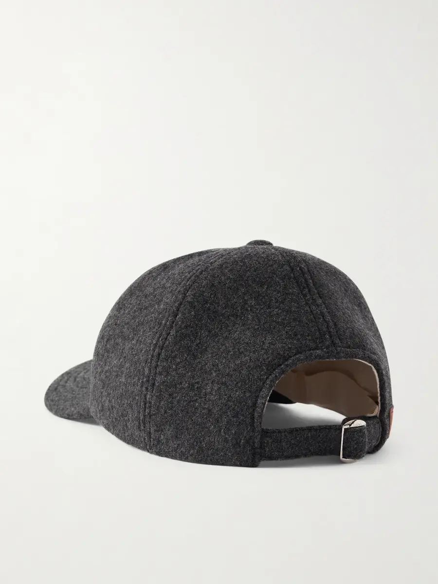 Loewe Logo-Appliquéd Leather-Trimmed Wool-Blend Baseball Cap - Men | Thumbnail 4