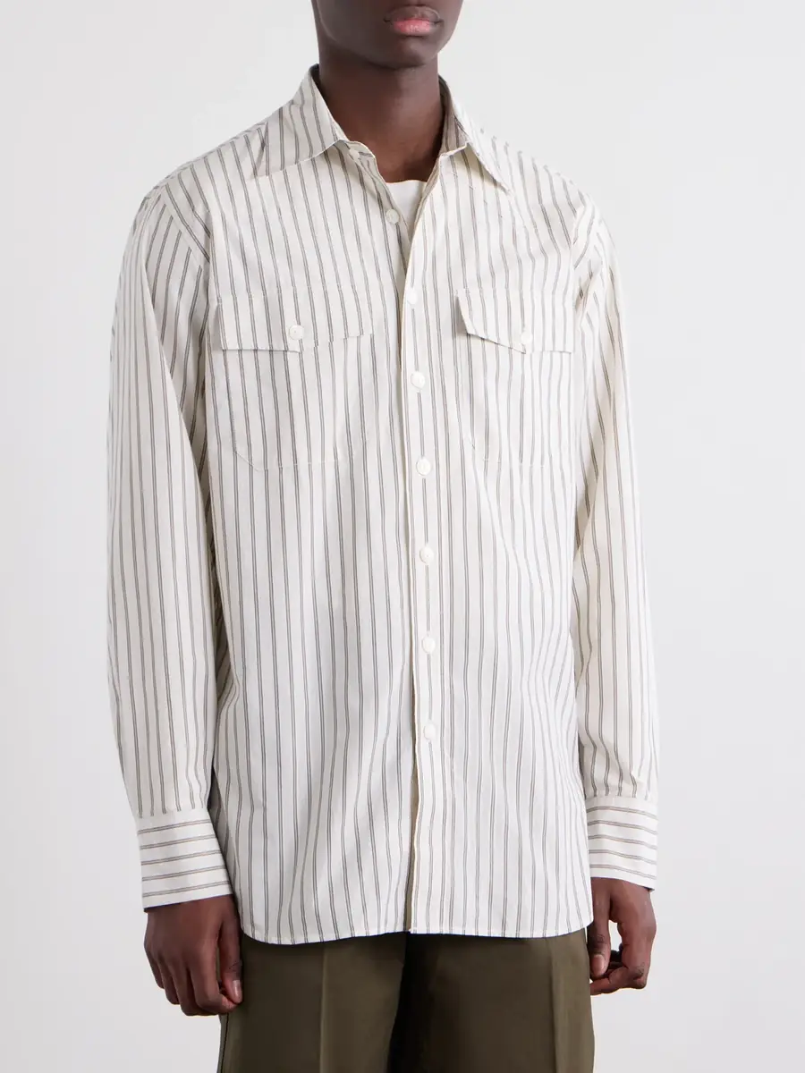 Drake's Striped Cotton-Poplin Shirt - Men | Thumbnail 3
