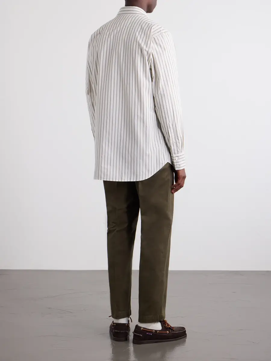 Drake's Striped Cotton-Poplin Shirt - Men | Thumbnail 4