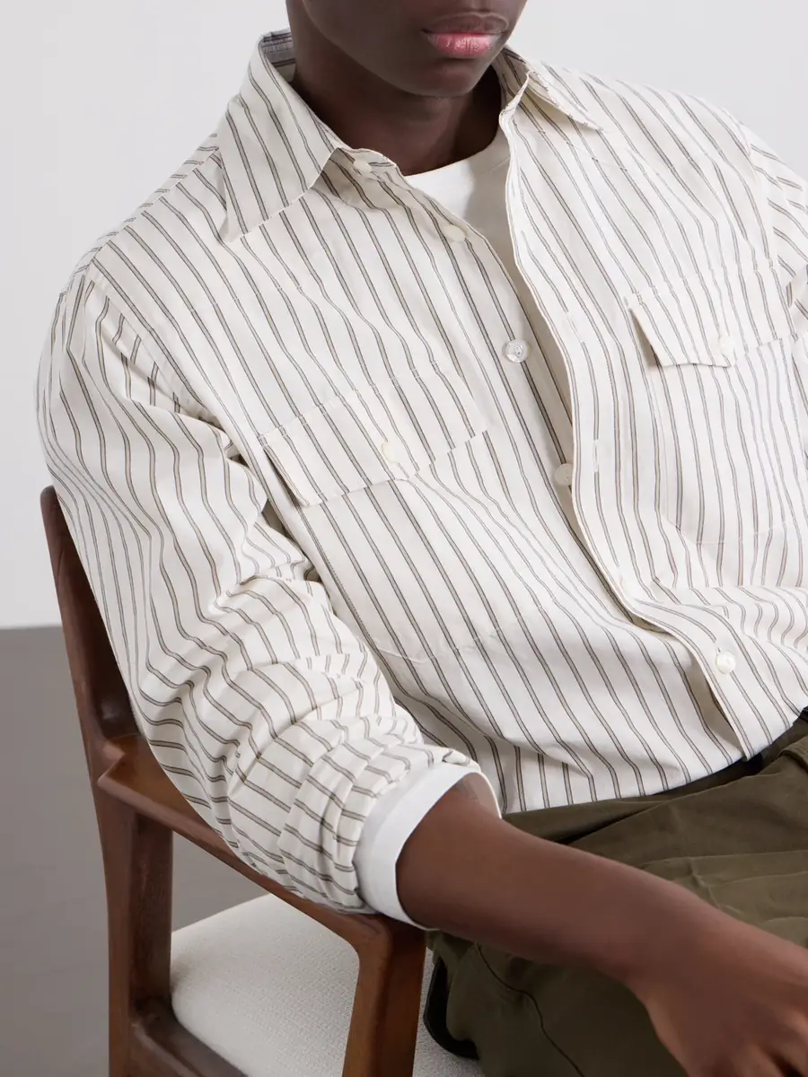 Drake's Striped Cotton-Poplin Shirt - Men | Thumbnail 5
