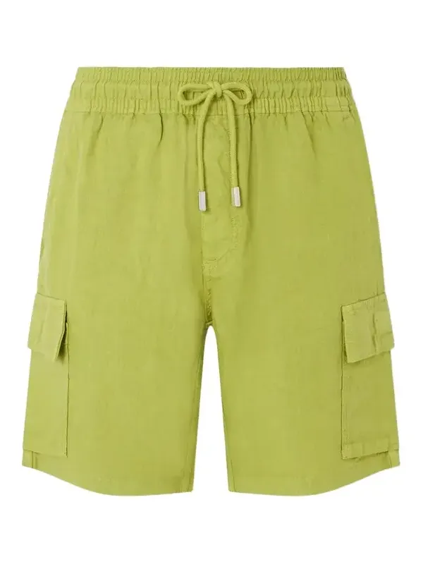 Straight-Leg Linen Drawstring Cargo Shorts - Men
