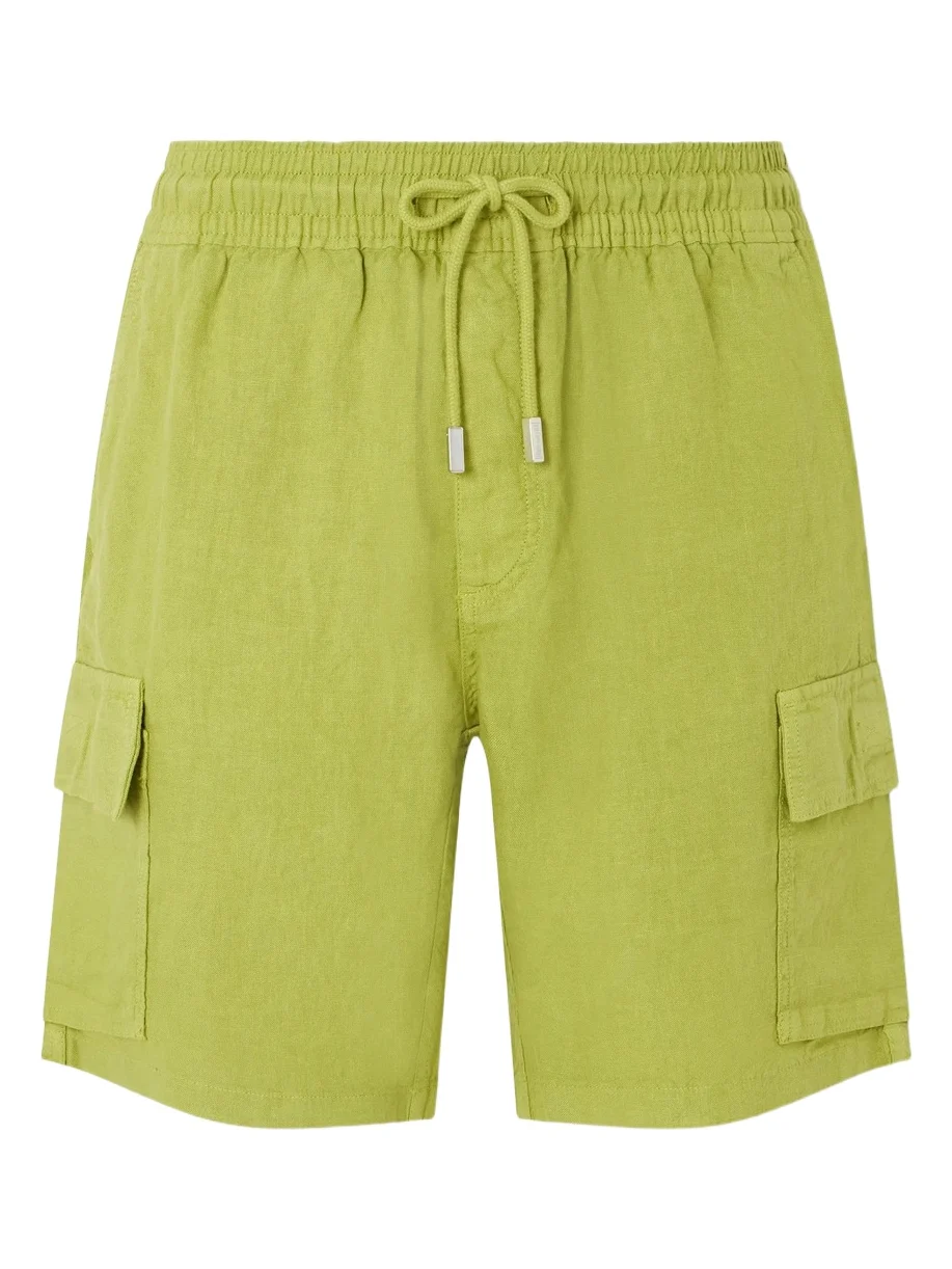 Straight-Leg Linen Drawstring Cargo Shorts - Men Straight-Leg Linen Drawstring Cargo Shorts - Men