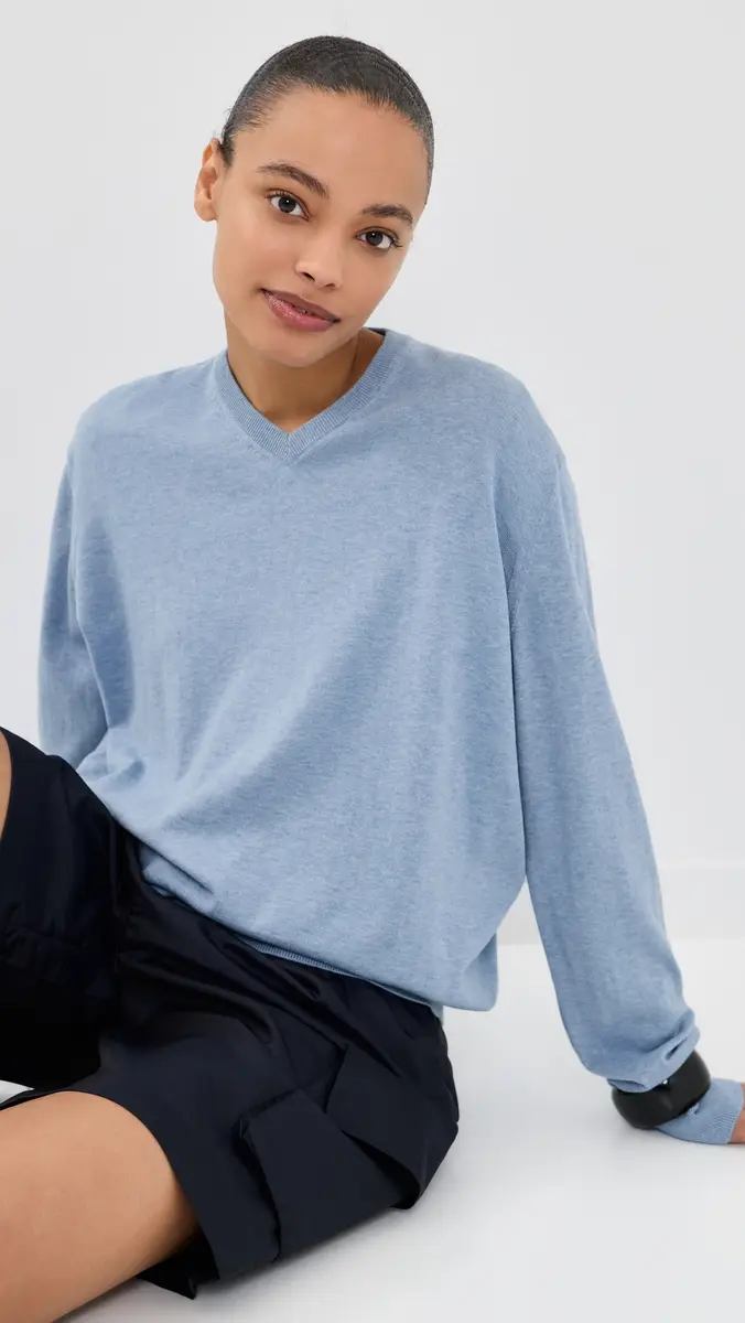 Tibi Super Fine Gauge Perfect V Neck Pullover | Thumbnail 2 Tibi Super Fine Gauge Perfect V Neck Pullover | Thumbnail 2