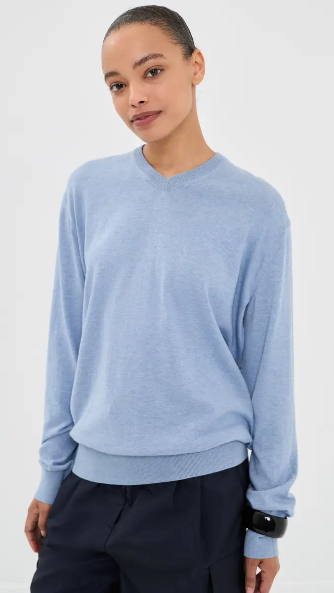 Tibi Super Fine Gauge Perfect V Neck Pullover | Thumbnail 3 Tibi Super Fine Gauge Perfect V Neck Pullover | Thumbnail 3