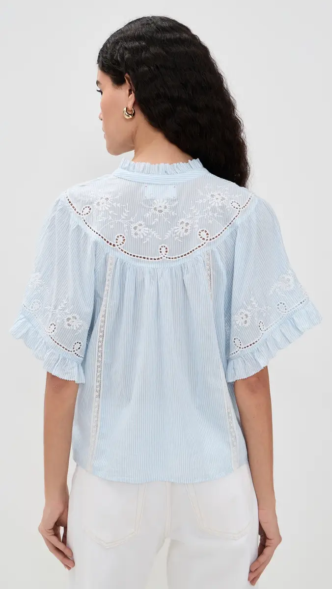 XÍRENA Mae Shirt Blue White Stripe | Thumbnail 3