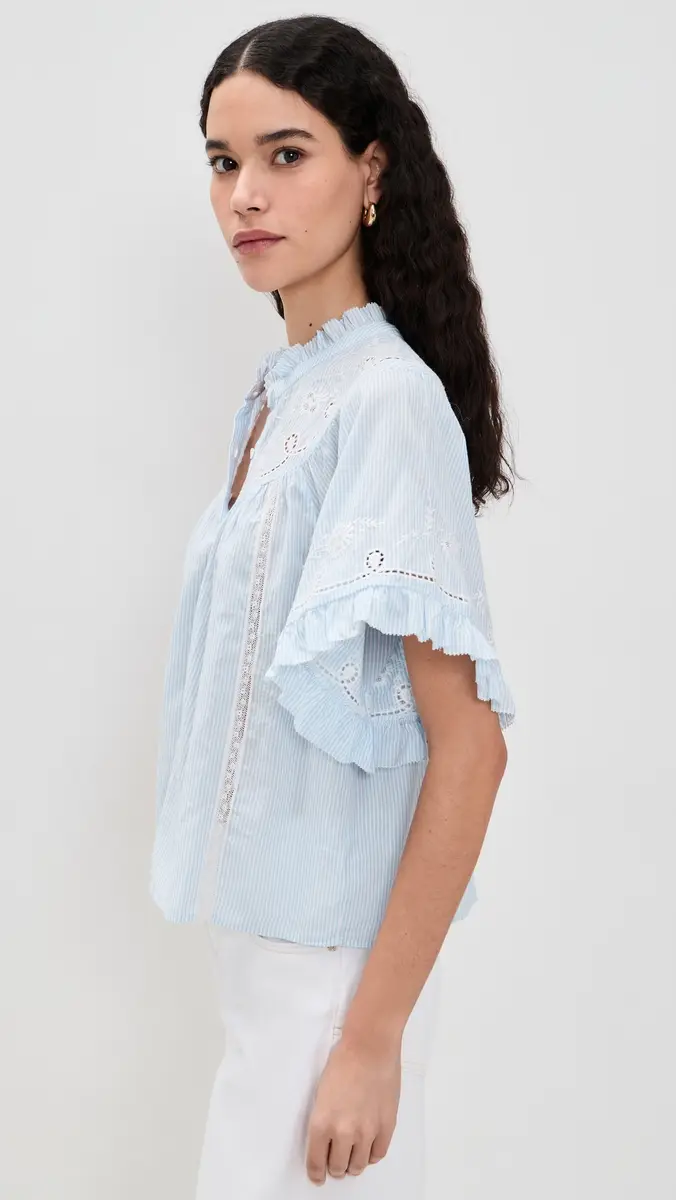 XÍRENA Mae Shirt Blue White Stripe | Thumbnail 4