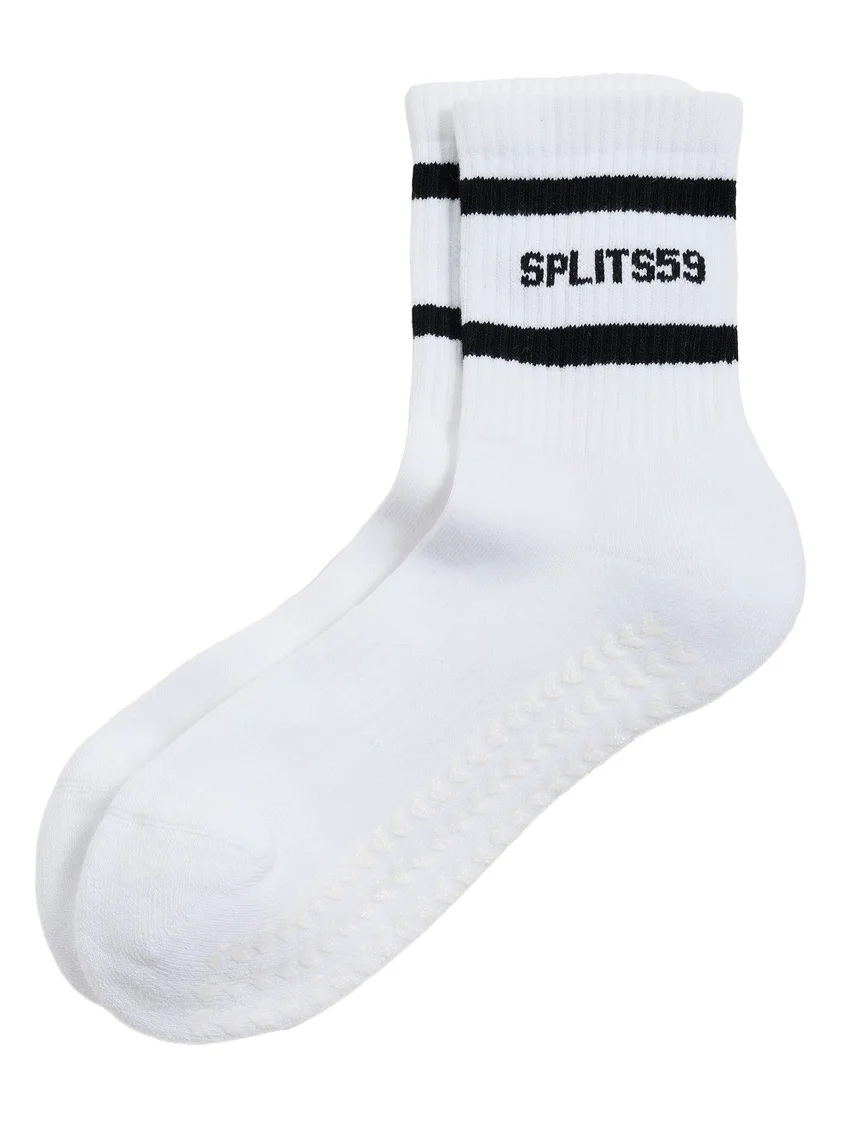 Splits59 Logo Stripe Quarter Socks with Grip White/Black