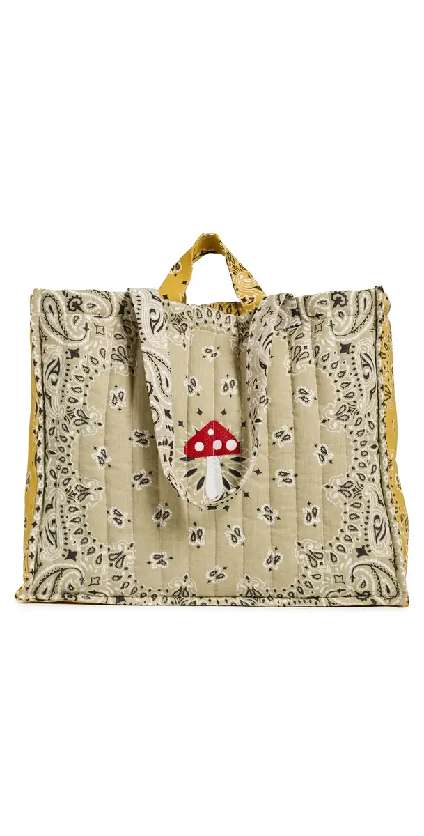 CALL IT BY YOUR NAME Maxi Quilted Champignon Cabas Tote Bag Beige/Moutarde One Size | Image 1 CALL IT BY YOUR NAME Maxi Quilted Champignon Cabas Tote Bag Beige/Moutarde One Size | Image 1