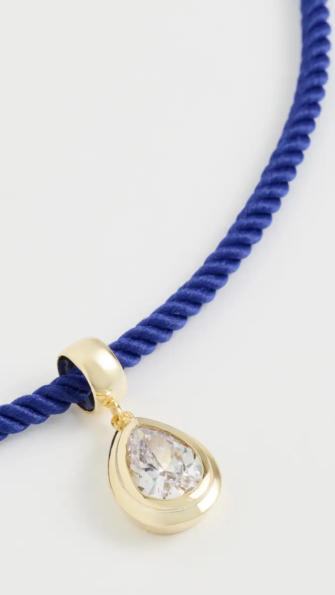 By Adina Eden Pear Bezel Pendant & Twisted Necklace Gold | Thumbnail 4