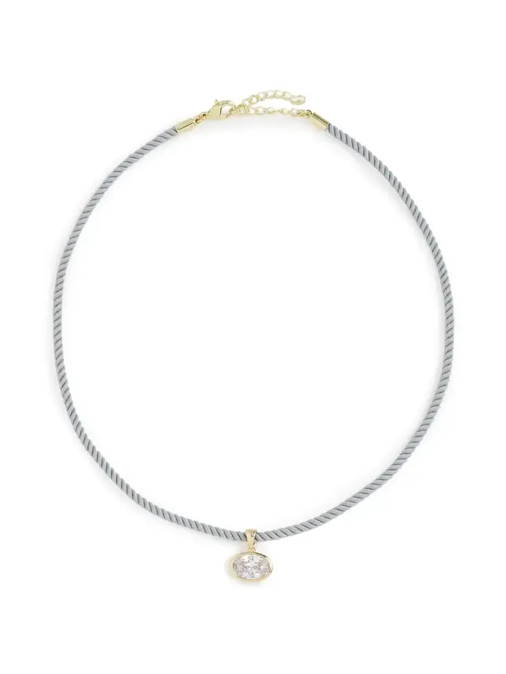 Bezel Charm & Colored Rope Necklace Bezel Charm & Colored Rope Necklace