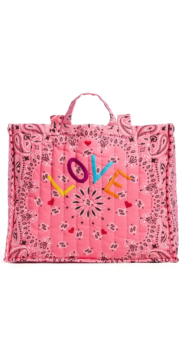 CALL IT BY YOUR NAME Quilted Maxi Cabas Tote Bag Strawberry/Pale Pink One Size | Image 1 CALL IT BY YOUR NAME Quilted Maxi Cabas Tote Bag Strawberry/Pale Pink One Size | Image 1