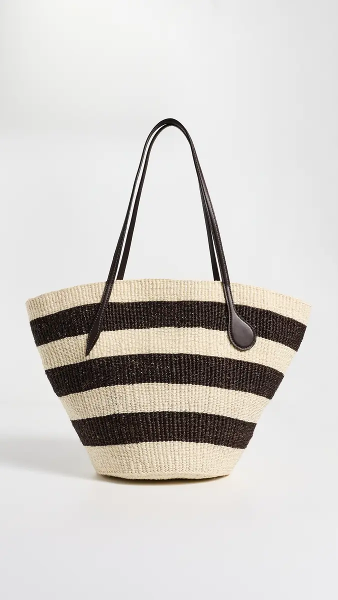 Liffner Large Sprout Basket Tote Dark Brown/Cream Stripe One Size | Thumbnail 2 Liffner Large Sprout Basket Tote Dark Brown/Cream Stripe One Size | Thumbnail 2