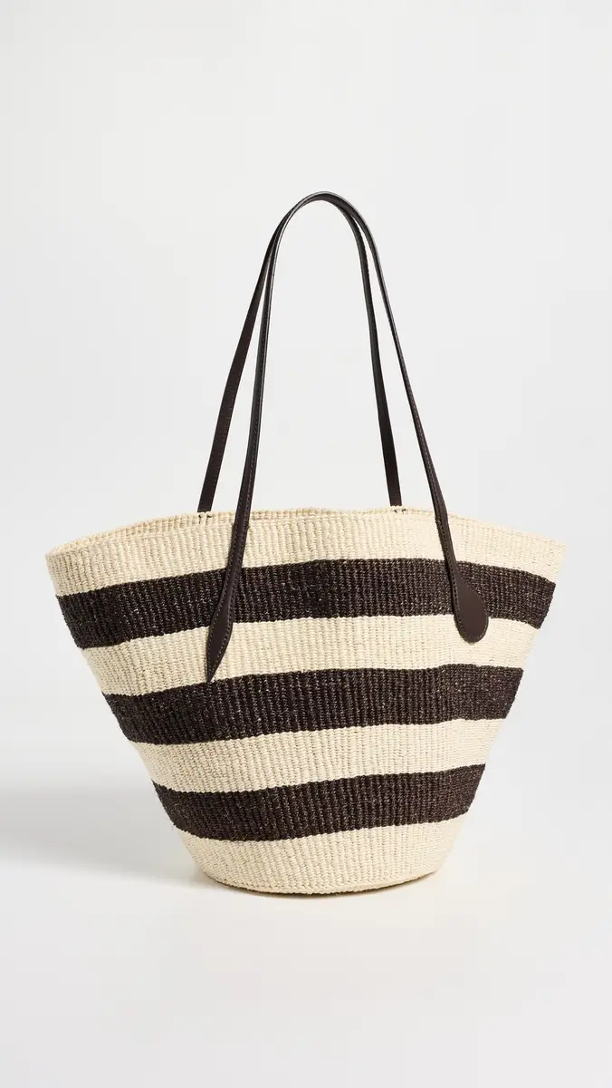 Liffner Large Sprout Basket Tote Dark Brown/Cream Stripe One Size | Thumbnail 4 Liffner Large Sprout Basket Tote Dark Brown/Cream Stripe One Size | Thumbnail 4