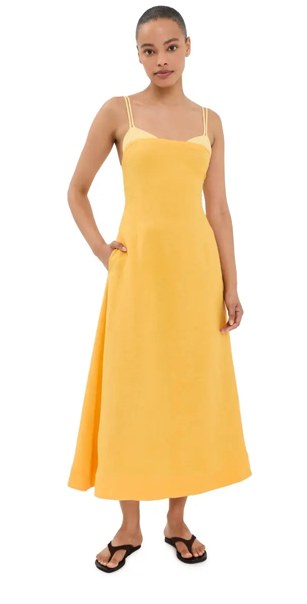 Simkhai Corabeth Colorblock Midi Dress Mango Multi M | Image 1 Simkhai Corabeth Colorblock Midi Dress Mango Multi M | Image 1