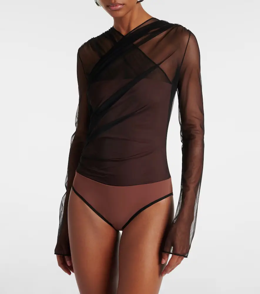 Nensi Dojaka Renee draped tulle bodysuit | Thumbnail 3 Nensi Dojaka Renee draped tulle bodysuit | Thumbnail 3