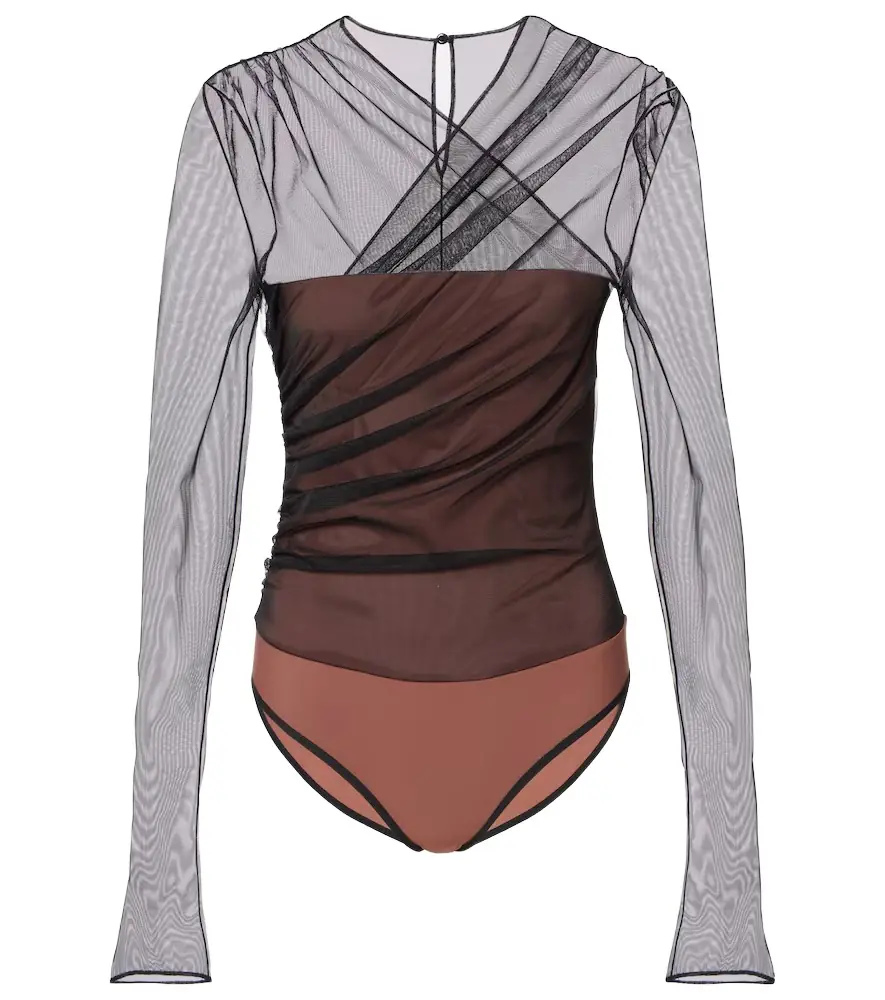 Nensi Dojaka Renee draped tulle bodysuit | Image 1 Nensi Dojaka Renee draped tulle bodysuit | Image 1