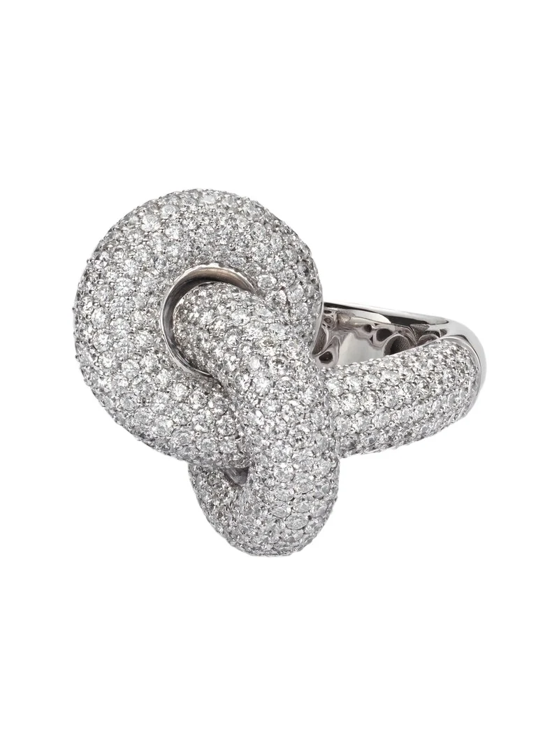Engelbert Legacy Knot Big 18kt white gold ring with diamonds