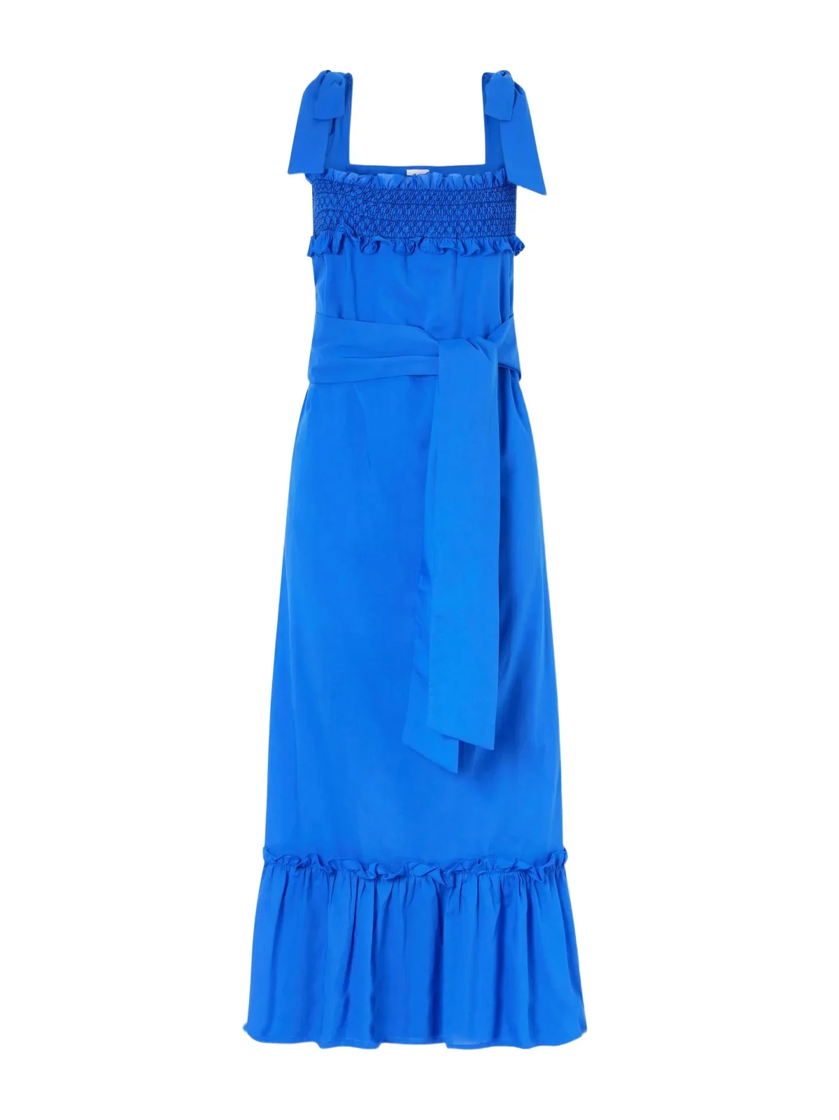 Armida Belted Ruffled Smocked Cotton-poplin Maxi Dress