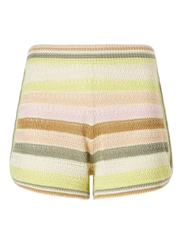 Indra Striped Crochet-knit Cotton Shorts Indra Striped Crochet-knit Cotton Shorts