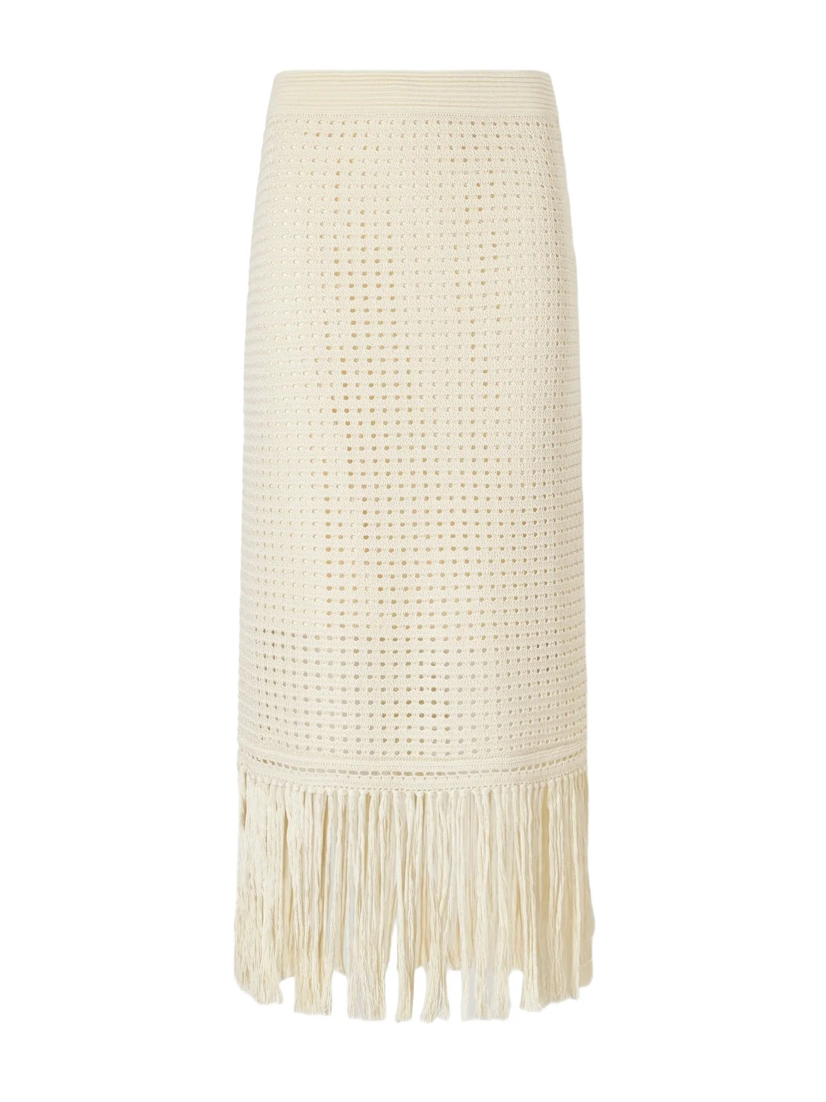 Zimmermann Indra Fringed Crochet-knit Cotton Maxi Skirt
