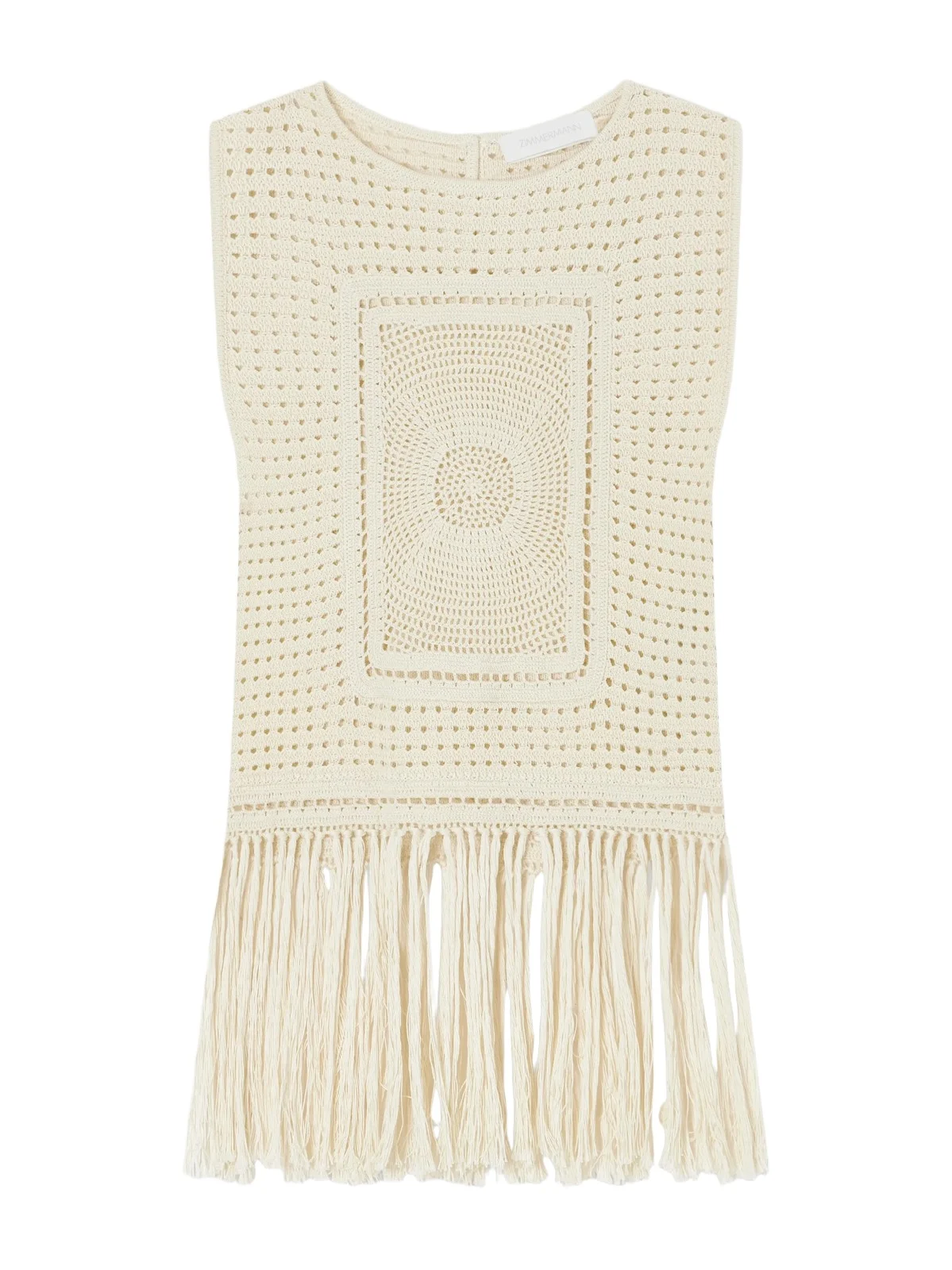 Indra Fringed Crochet-knit Cotton Tank Top
