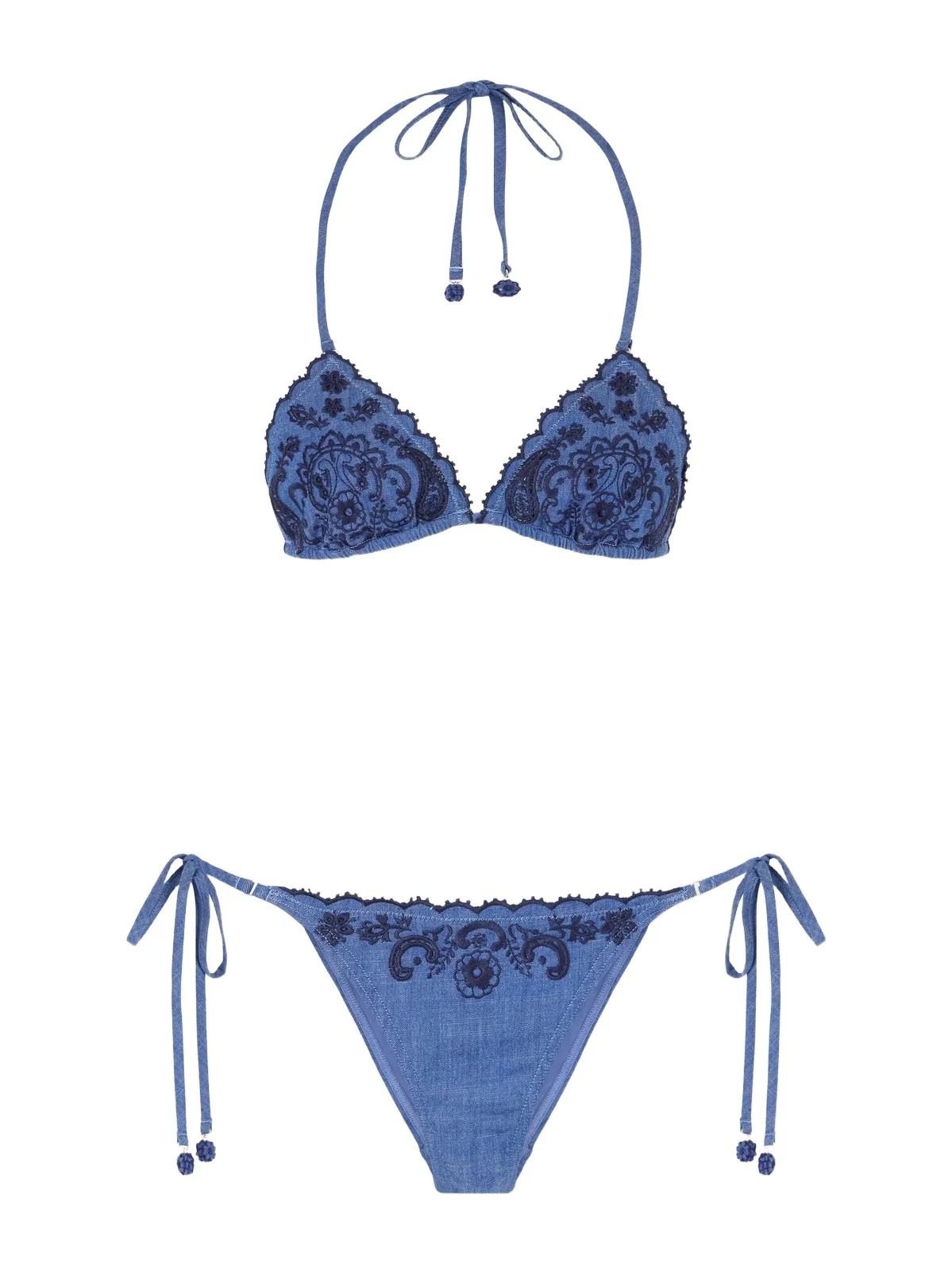 Aster Scalloped Embroidered Denim Bikini Aster Scalloped Embroidered Denim Bikini