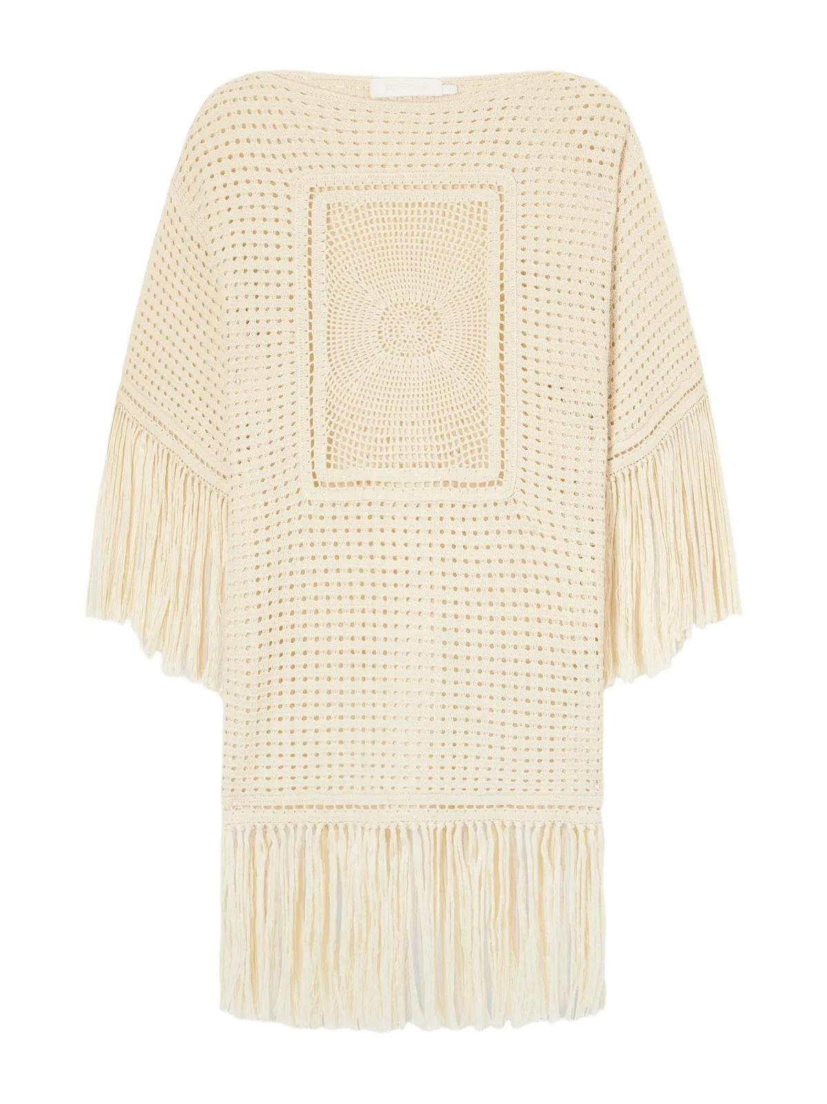 Indra Fringed Crochet-knit Cotton Mini Dress Indra Fringed Crochet-knit Cotton Mini Dress