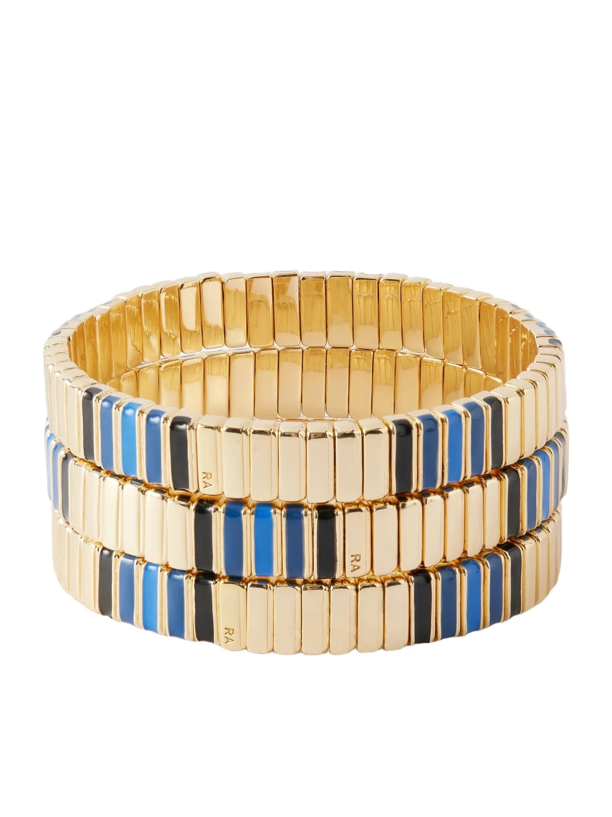 Very Well Done Snaked Set Of Three Gold-tone And Enamel Bracelets Very Well Done Snaked Set Of Three Gold-tone And Enamel Bracelets