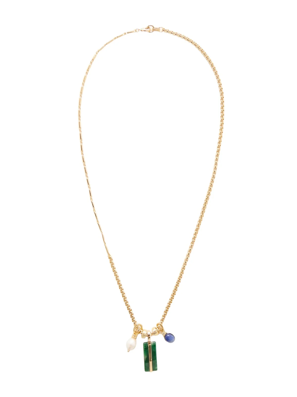 The Stone Bar Gold-tone Agate, Pearl And Lapis Lazuli Necklace The Stone Bar Gold-tone Agate, Pearl And Lapis Lazuli Necklace