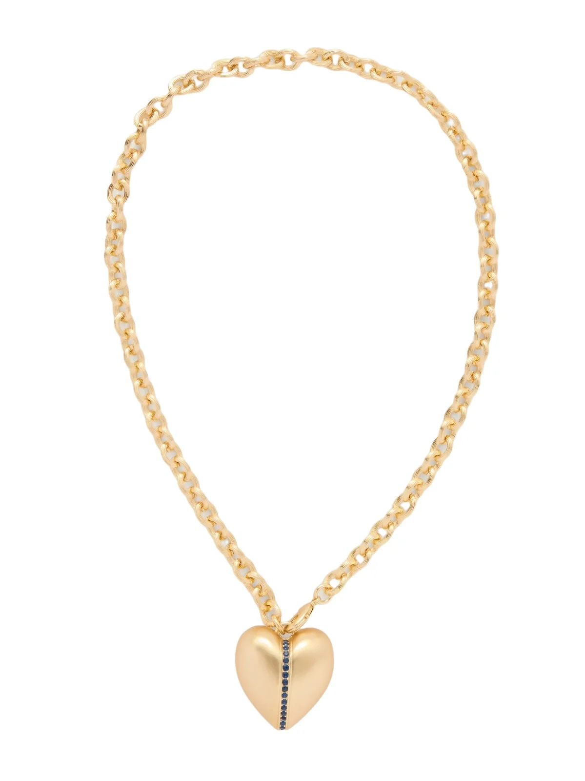 The Sapphire Stripe Puffy Heart Gold-tone And Sapphire Necklace The Sapphire Stripe Puffy Heart Gold-tone And Sapphire Necklace