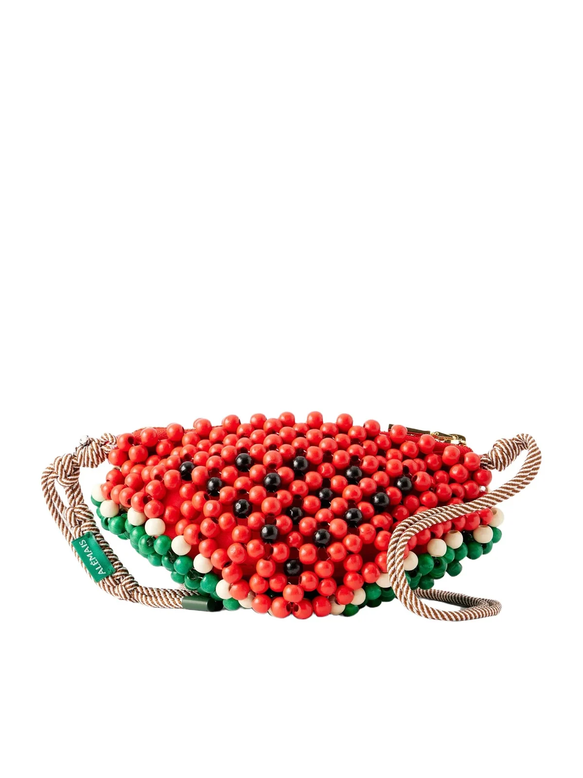 Watermelon Beaded Wood Shoulder Bag
