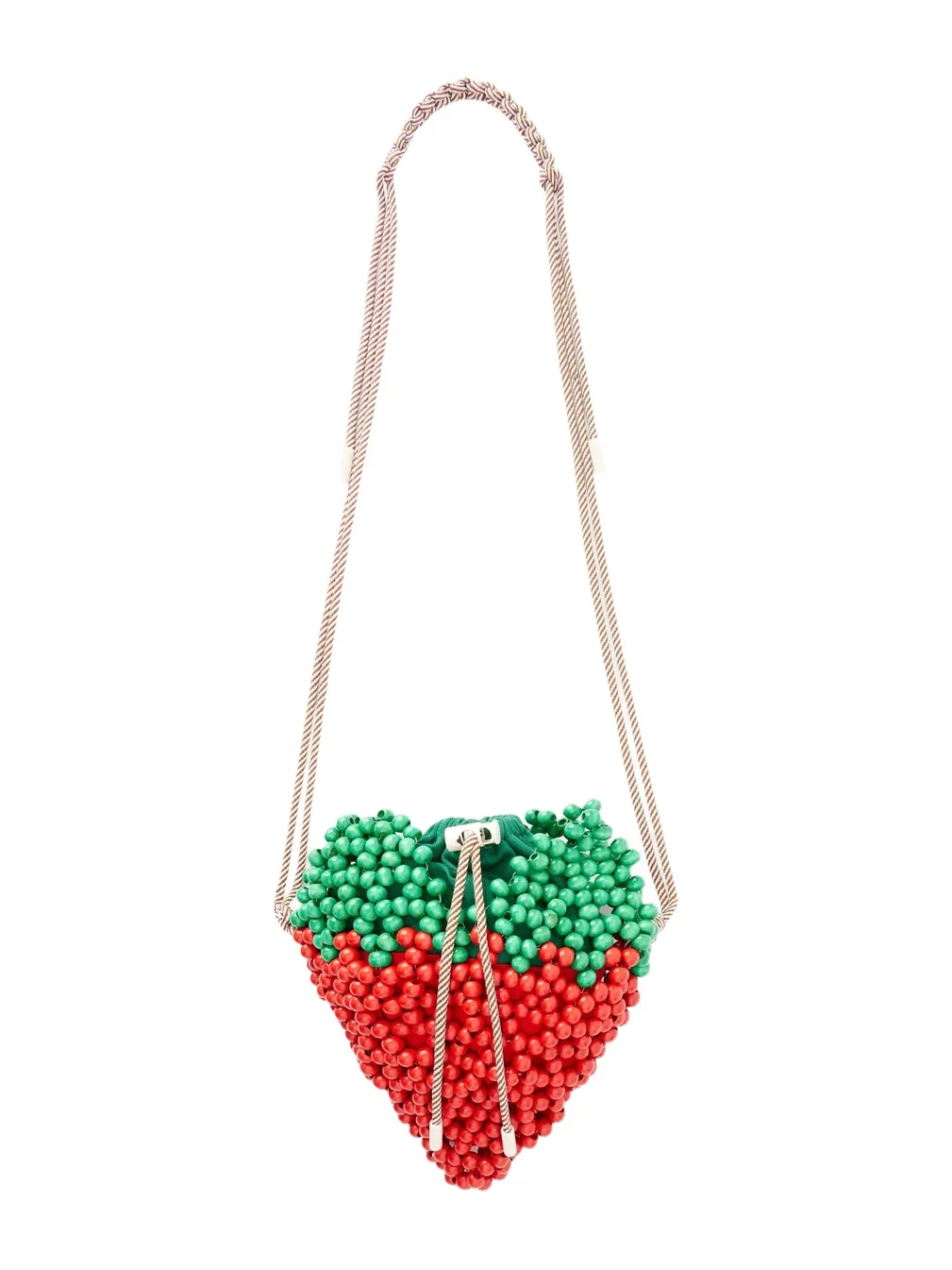 ALÉMAIS Strawberry Beaded Wood Shoulder Bag