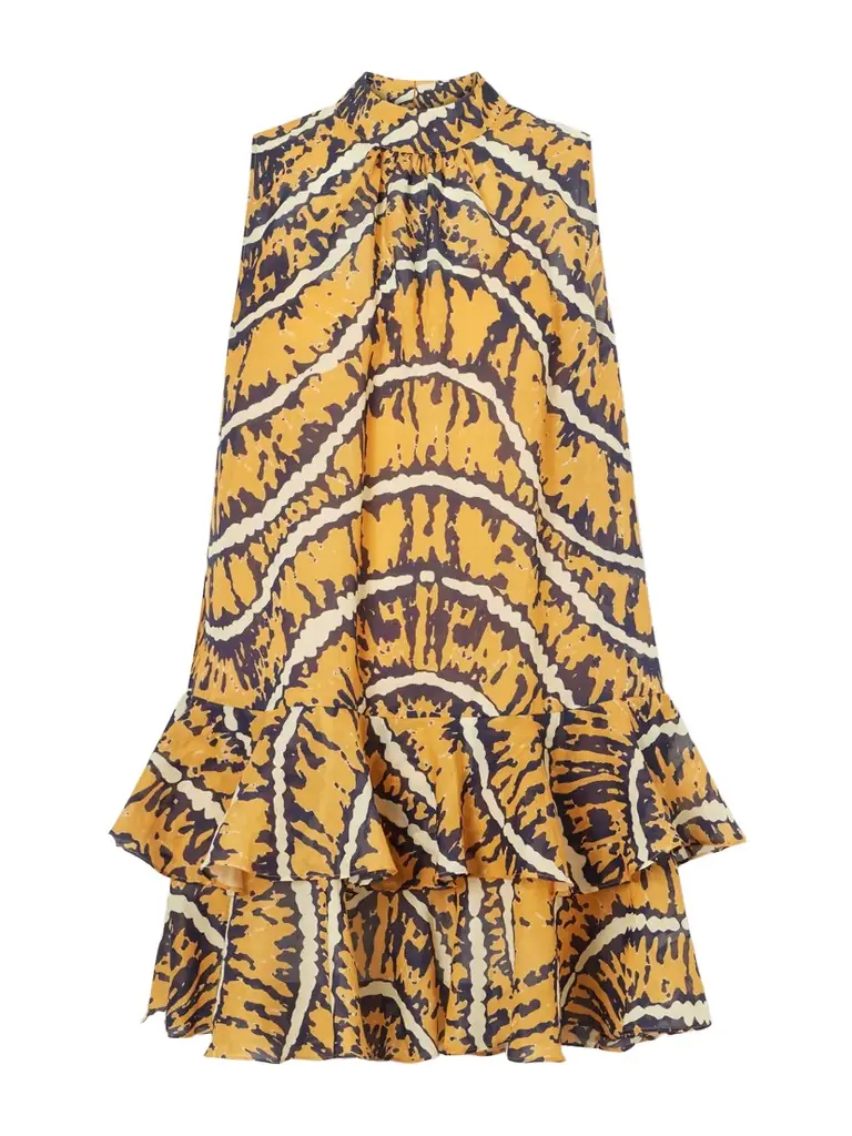 ALÉMAIS Ripple Tiered Printed Ramie Mini Dress | Image 1 ALÉMAIS Ripple Tiered Printed Ramie Mini Dress | Image 1