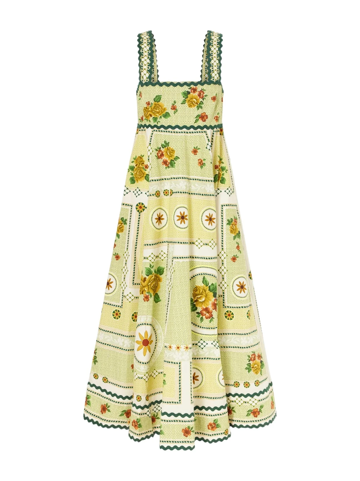 Dixie Pleated Floral-print Cotton-poplin Midi Dress