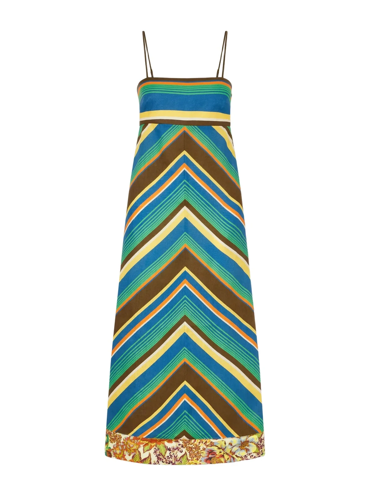 Charlie Striped Floral-print Linen Midi Dress Charlie Striped Floral-print Linen Midi Dress