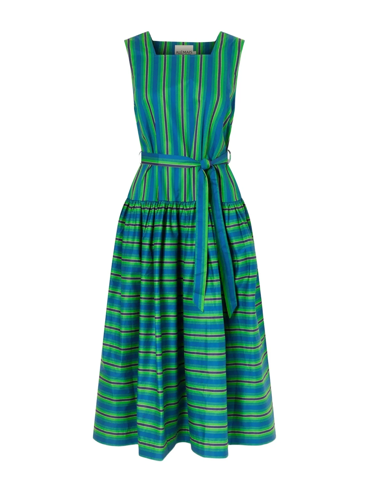 Margo Belted Striped Organic Cotton-poplin Midi Dress