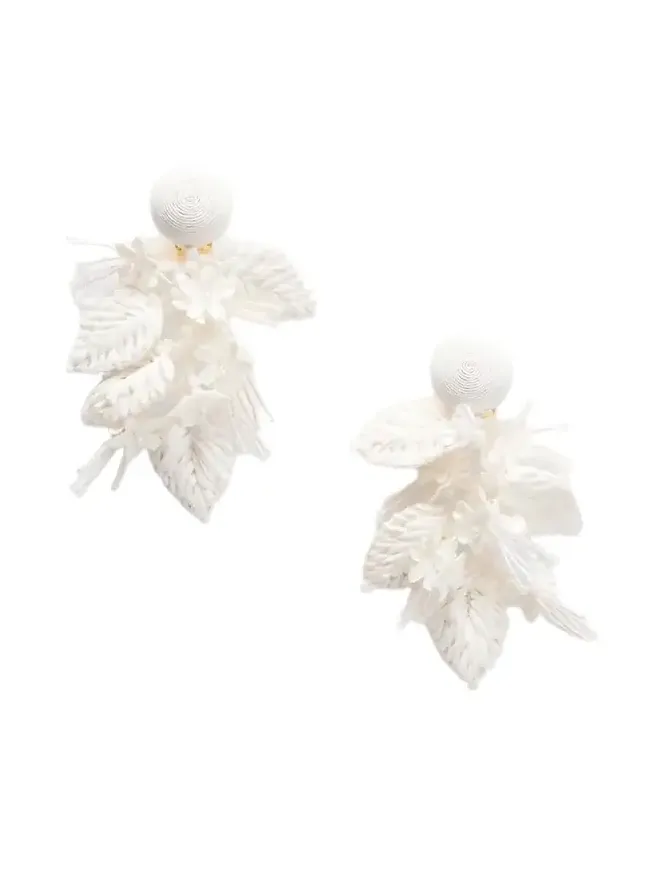 Bouquet Bead-embellished Raffia-like Clip Earrings Bouquet Bead-embellished Raffia-like Clip Earrings