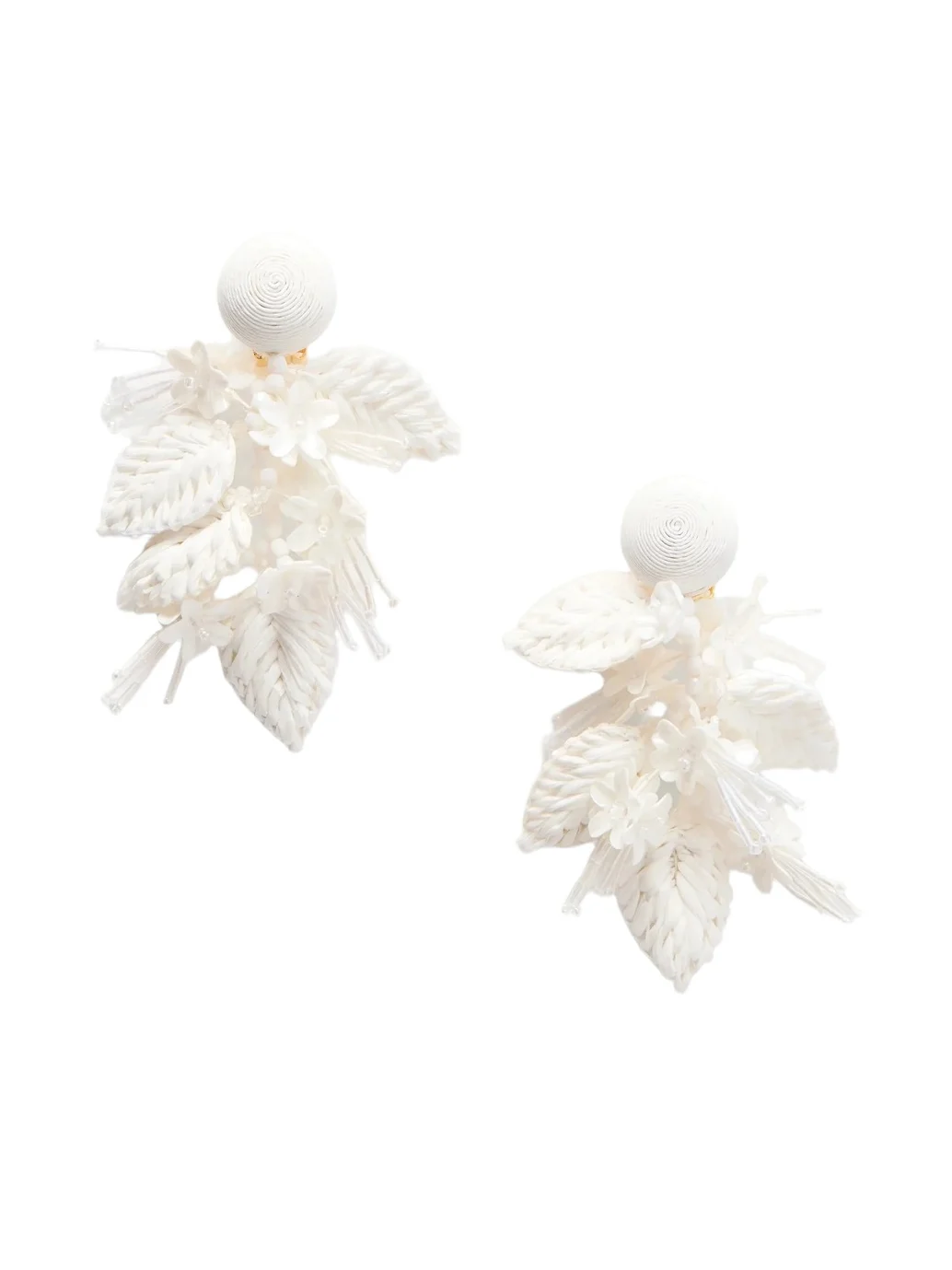Bouquet Bead-embellished Raffia-like Clip Earrings Bouquet Bead-embellished Raffia-like Clip Earrings