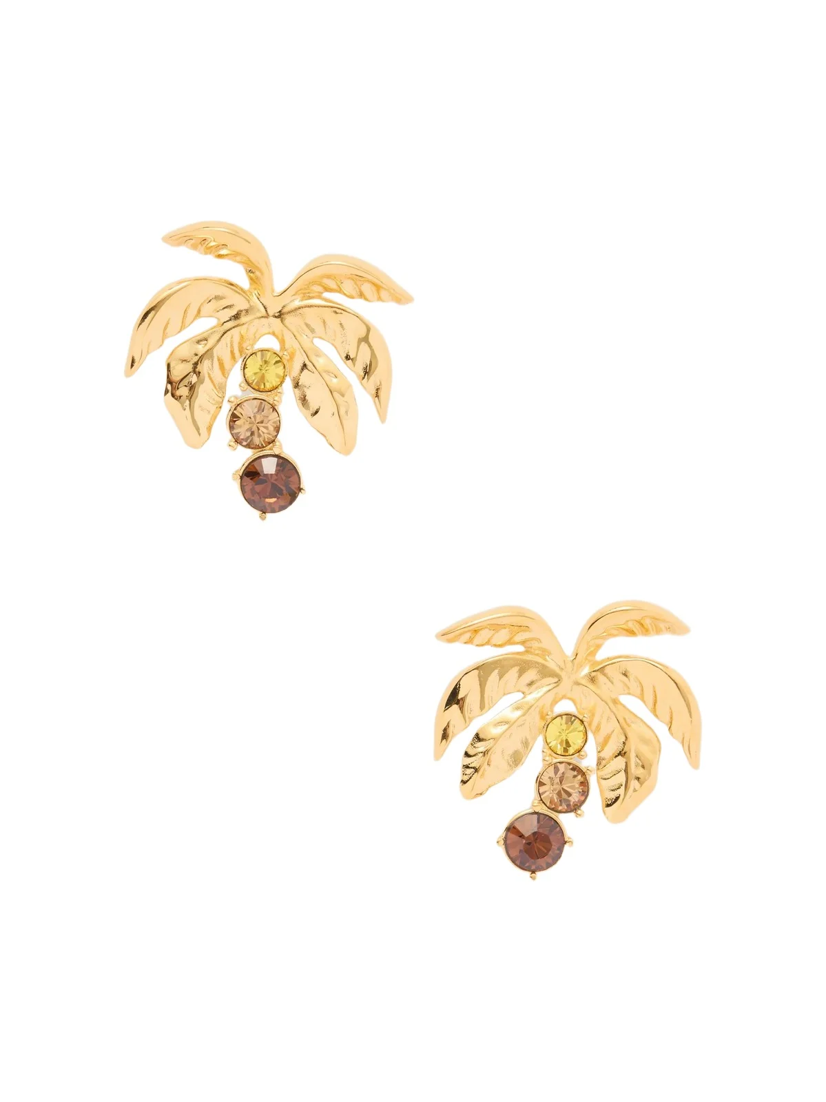 Oscar de la Renta Palm Tree Crystal-embellished Gold-tone Clip Earrings